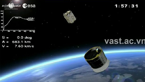 VNREDSat-1 tách khỏi khoang chở hàng VESPA của tên lửa đẩy VEGA